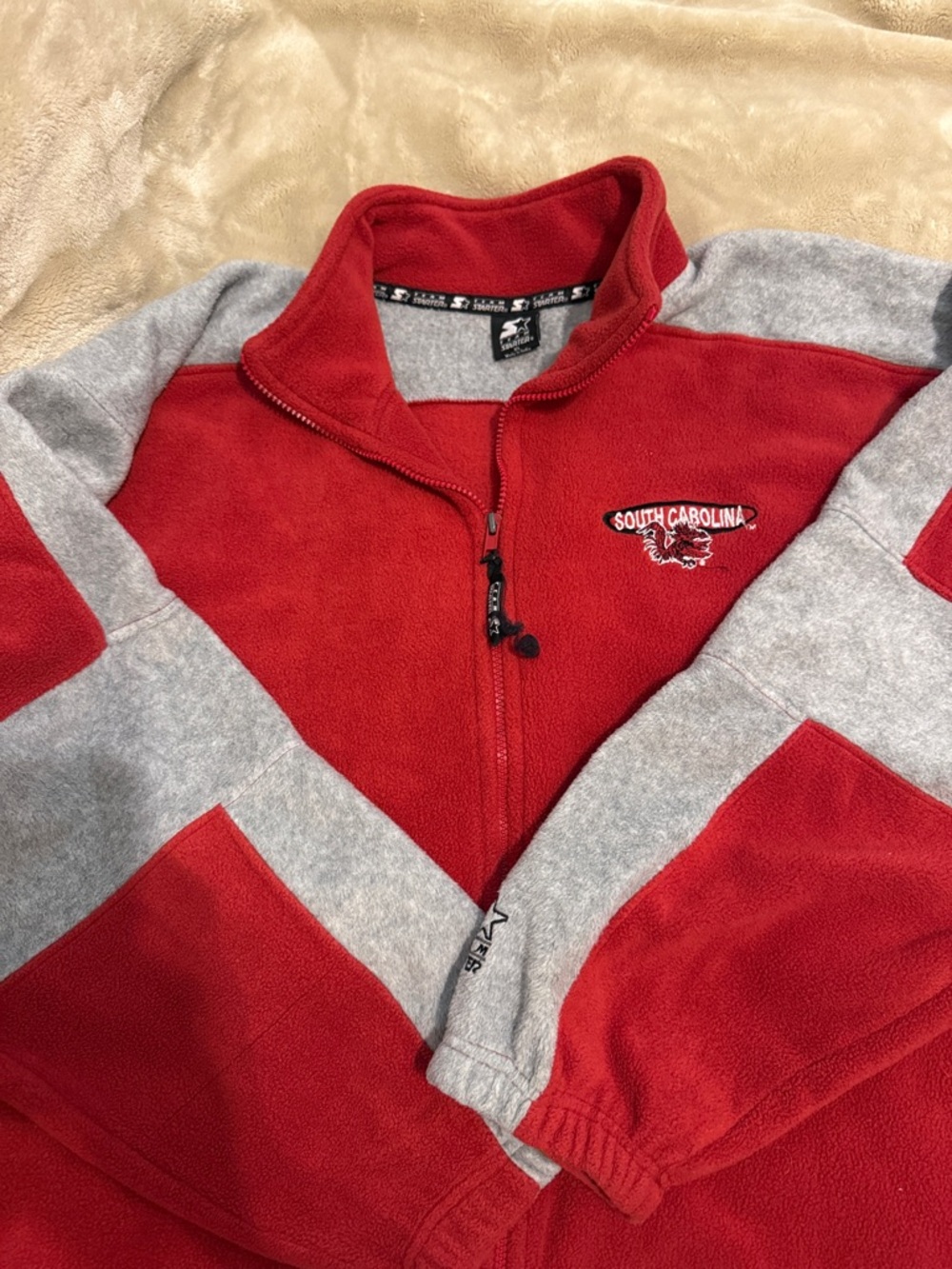 STARTER Men's Red and Gray South Carolina Fleece Jacket